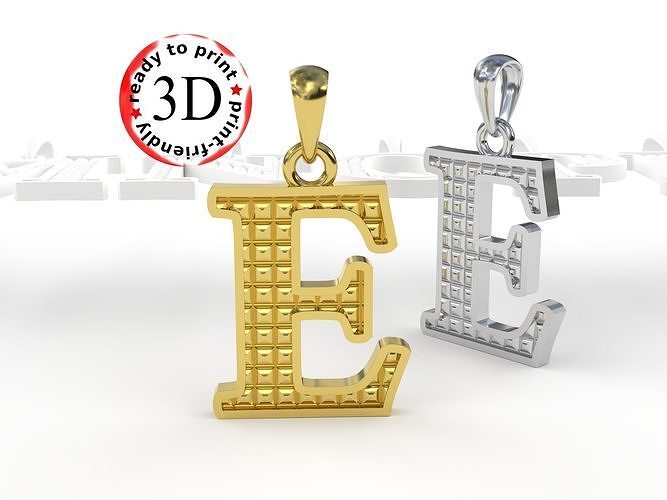 letter pendant alphabet gold silver gift pendants printing 3d font writing printable language ink jewelry best 3D print model - Mito3D