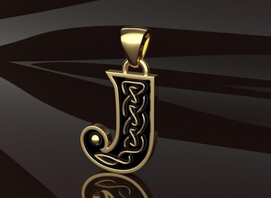 letter pendant 10 celtic pattern jewelry gold retro luxury decoration metallic design iron silver sterling necklace jewel printable symbol royalty pendants 3d print model - Mito3D