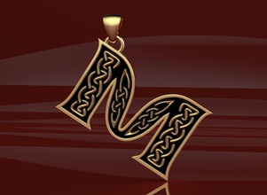 Buchstaben-Anhänger 13 keltischen Muster Schmuck retro verzierte Luxus gold design elegant Silber Anhänger Halskette celtic Juwel symbol royalty Dekoration geschnitzt - 3d print model - Mito3D
