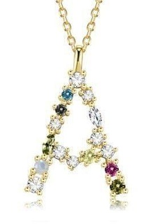 letter pendant color stones diamond shining necklace font jewelry pendants 3d print model - Mito3D