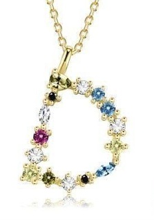 letter pendant color stones diamond font printable gem jewelry pendants 3d print model - Mito3D