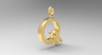 letter pendant gold shining conceptual metallic chrome idea typographic font silver money glazed business printable 3d jewelry pendants 3d print model - Mito3D