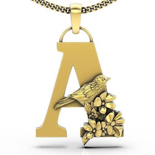 lettre pendentif sterling or imprimable bijoux 3d modèle argent conception zbrush statue oiseau alphabet sculpture boîte lettres blanc tendance mode pendentifs 3d print model - Mito3D