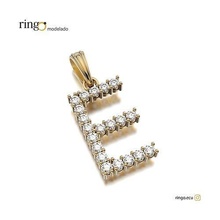 letter pendant tennis e pendat jewel jewelry gold silver gem diamond alphabet font pendants 3d print model - Mito3D