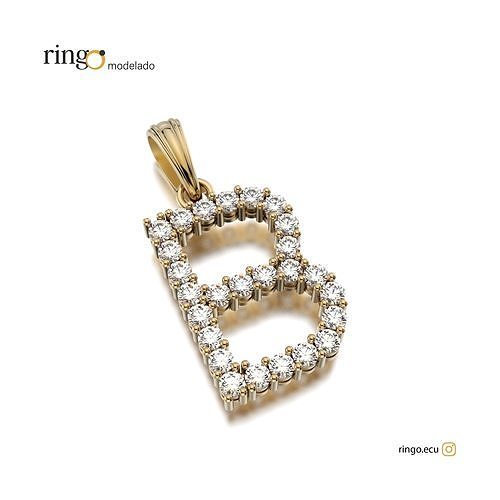 letter pendant tennis pendat jewel jewelry gold silver gem diamond alphabet font pendants 3D print model - Mito3D