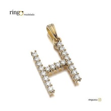 mektup kolye tenis h pendat mücevher takı altın gümüş elmas alfabe yazı tipi 3d print model - Mito3D