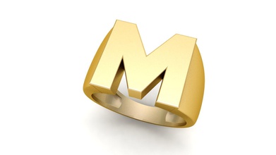 letra llanura oro anillo metálico firmar plata joya joyería anillos 3d alfabeto gentsring hombres diamante cnc hombre 3d print model - Mito3D