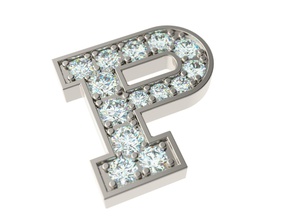 lettera di p gioielli testo stampabile gemme oro argento altri 3d print model - Mito3D