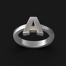 lettera squillare anello lettere oro argento stampabile simbolo splendente metallico font gioielleria anelli 3d print model - Mito3D