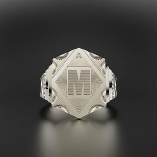 letra anillo joyería joya oro Boda plata imprimible mensring hombres platino anillos 3d print model - Mito3D