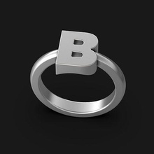 b letter ring alphabet symbol gold letterring typography language font silver cooper jewelry rings 3d print model - Mito3D