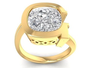 brief ring curshion diamant 3011 schmuck mode zubehör gold frau frauen unisex design hochzeit ringe 3d print model - Mito3D