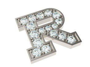 lettera r gioielli di testo stampabile gemme oro argento altri 3d print model - Mito3D