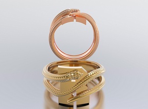 lettre serpent anneaux or argent bijoux bijou Alfapit Bande modèle cuir navigation mariage mode art luxe imprimable disposition 3d print model - Mito3D