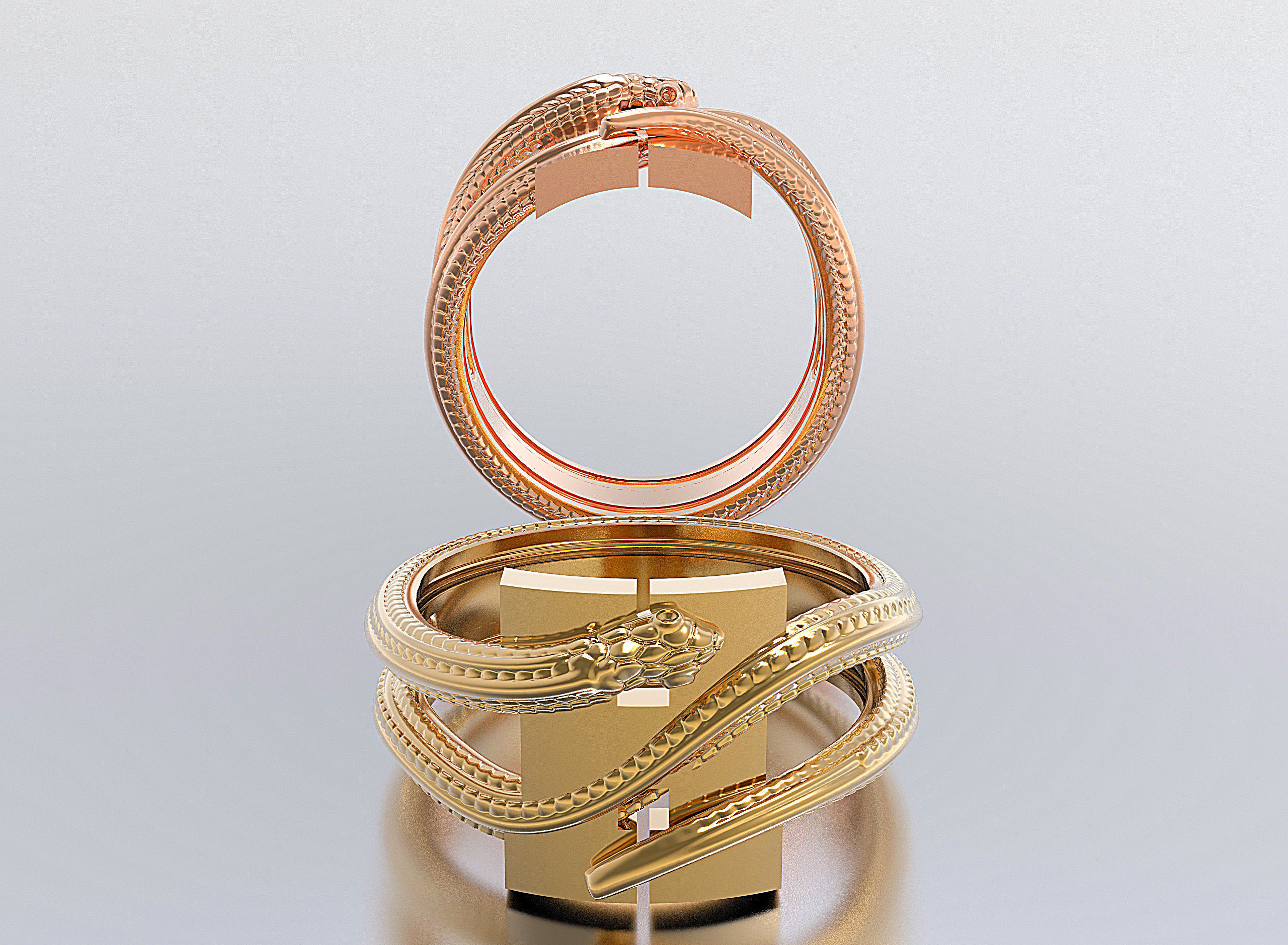 lettera serpente anelli oro argento gioiello gioielleria pelle banda modello navigazione moda nozze arte fotografia disposizione immagine telaio 3D print model - Mito3D