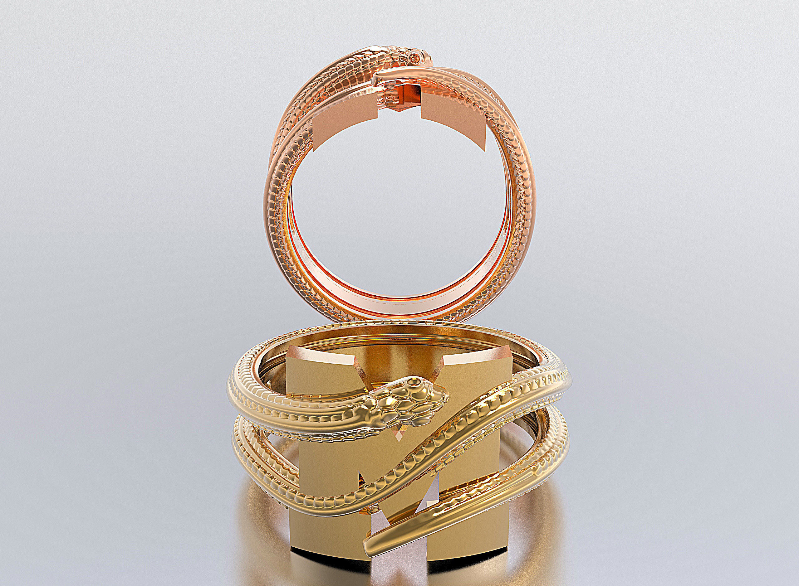 letter snake rings stripe gold silver alfapit jewel template navigation wedding fashion layout photograph printable leather photoframe picture frame gem jewelry 3D print model - Mito3D