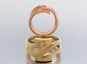 letra serpiente anillos cuero raya modelo navegación moda diseño boda lujo hora joya joyería alfapit plano platino canalla 3d print model - Mito3D