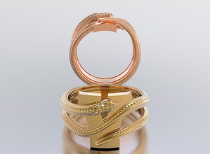lettera serpente anelli alfapit oro argento platino plat banda navigazione modello pelle moda disposizione lusso nozze gioielleria 3d print model - Mito3D