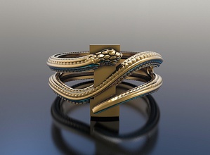 lettre serpent anneaux or argent bijou bijoux cuir bande modèle navigation mode disposition luxe alfapit alpapit art 3d print model - Mito3D