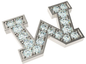 lettre w bijoux texte imprimable les pierres précieuses or d'argent d'autres 3d print model - Mito3D