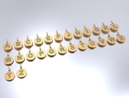 Briefe Anhänger Alphabete Gold Silber Schmuck Juwel Sprache Schriftart 3d print model - Mito3D