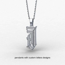 cartas pingente joalheria ouro precioso colar carta prata imprimível diamantes gema caligrafia moda platina pingentes 3d print model - Mito3D