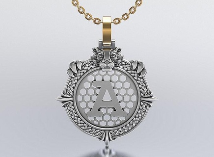 letters pendants pendant jewelry gold luxury chain shining abstract platinum silver gem font sterling precious art medallion jewel 3d print model - Mito3D