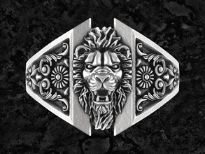 lev 10 león cabeza libra esterlina plata anillo joyería joya imprimible decoración ornamento antiguo anillos 3d print model - Mito3D