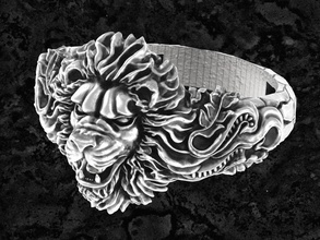 lev 1 aslan baş yüzük takı gümüş yazdırılabilir mücevher sanat doğa hayvan kral yüzükler 3d print model - Mito3D