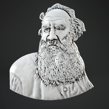 lev tolstoy pushkin russian writer author literature bas 3d cnc milling relief lay person face fretwork thread carving beard art 3d print model - Mito3D