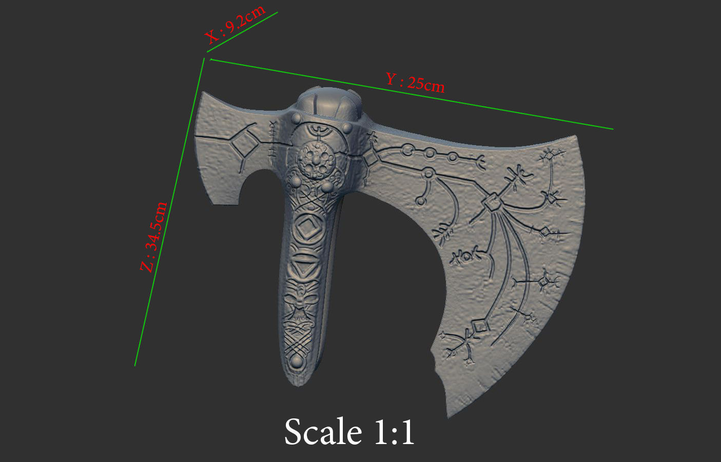 leviathan axe head - weapon kratos god of war blade knight game toy cosplay ps4 sword manga accessories godofwar games toys 3D print model - Mito3D