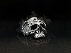 leviathan biomechanical skull ring skullring snakes giger biker sulfur satan symbol ancient jewelry bone rings 3d print model - Mito3D