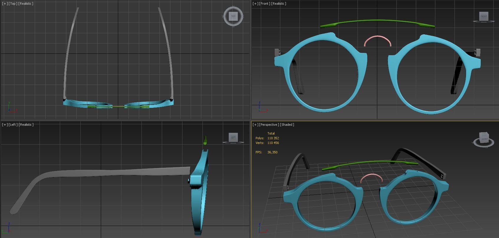 lgr color 3d impresión gafas sol gafas lente anteojos lentes ojo dom ojos cabeza visión vestir moda 3D print model - Mito3D