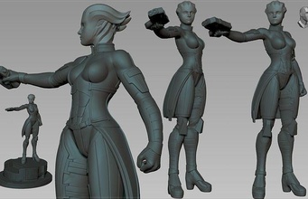liara masa efecto masivo trilogía figura estatua escultura futurista armas futuro extraterrestre videojuego hembra acción arte esculturas 3d print model - Mito3D