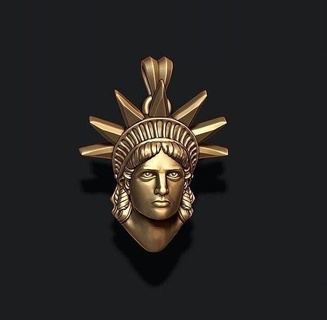 liberty head pendant statue usa york sculpture america architectural gold jewelry new statueofliberty newyork nyc landmark manhattan american exterior pendants 3d print model - Mito3D