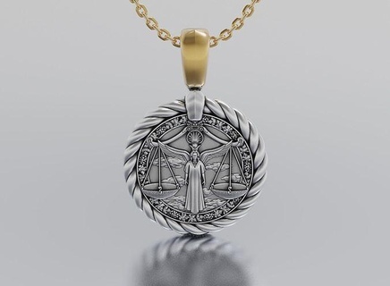 libra horoscope pendant jewelry shining platinum luxury necklace chrome rope art luster silver gem diamond ring gold brilliant sterling pendants 3d print model - Mito3D