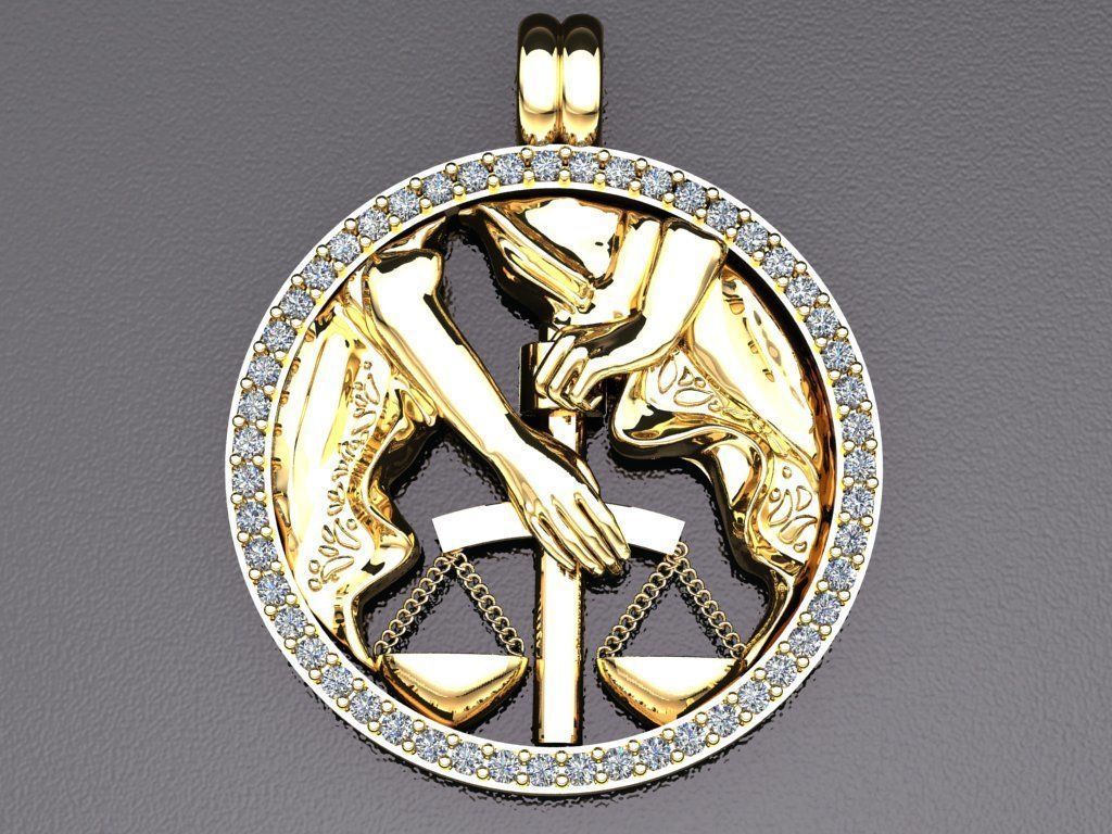 Libra pendente zodiaco donna uomo gioielleria diamante oro argento lusso moda bellezza beautyfull collana gemma stampabile gioiello bellissimo ston ciondoli 3D print model - Mito3D