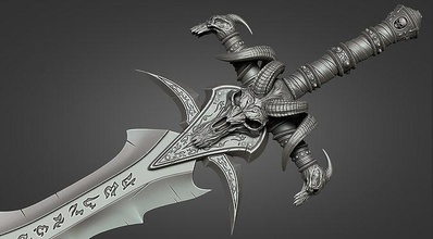 lich king - frostmourne v2 lichking wow warcraft sword arthas warrior knight weapon shield military 3dprint 3dprinting sculpt zbrush games bladed toys game accessories 3d print model - Mito3D