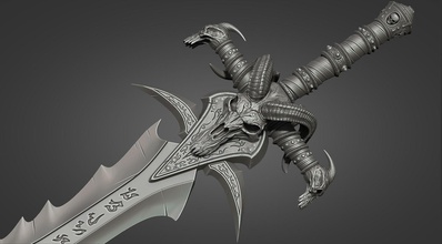 lich king - frostmourne v1 lichking wow warcraft sword arthas warrior knight weapon shield military 3dprint 3dprinting sculpt zbrush games game accessories bladed toys 3d print model - Mito3D