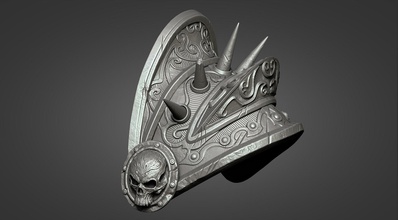lich king armor - left shoulder lichking knight warcraft wow crusader shield war 3dprint 3dprinting arthas zbrush accessories sculpt weapon armour sculpture game games toys 3d print model - Mito3D