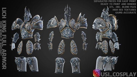 lich Rey armadura mundo Warcraft cosplay Guau juegos juguetes cosplayer tormenta nieve 3d imprimible impresión casco lichking Arte escaneos réplicas 3d print model - Mito3D