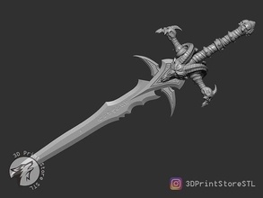 lich king frostmourne cosplay world of warcraft - stl file lichking wow sword arthas warrior knight weapon shield accessories halloween games toys 3dprint military game 3d print model - Mito3D
