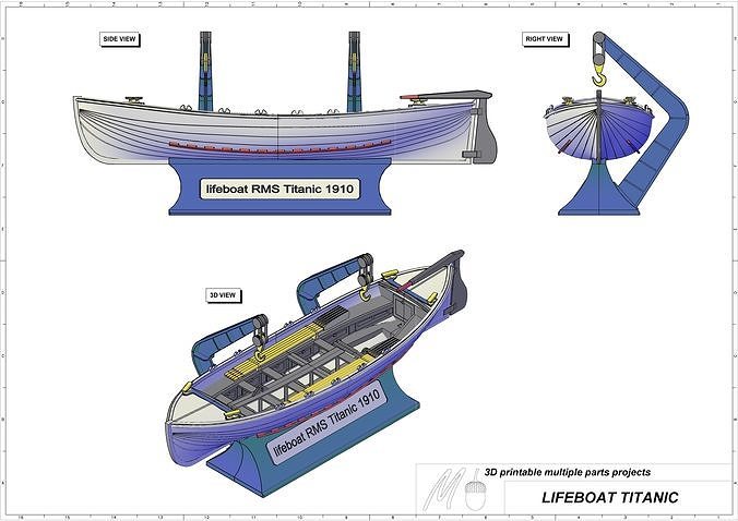 bote salva vidas titânico navio barco mar oceano passatempo faça 3D print model - Mito3D