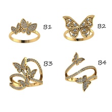lumière papillon bague collections or bijoux argent imprimable gemme brillant diamant anneaux 3d print model - Mito3D