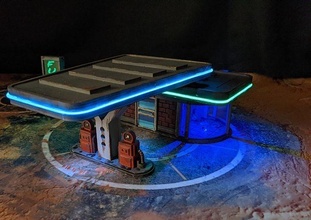 luce up carburante stazione 32mm giochi box auto wargaming benzina cyberpunk scifi retrò warhammer infinito 40k guidato luci giocattoli tavola 3d print model - Mito3D