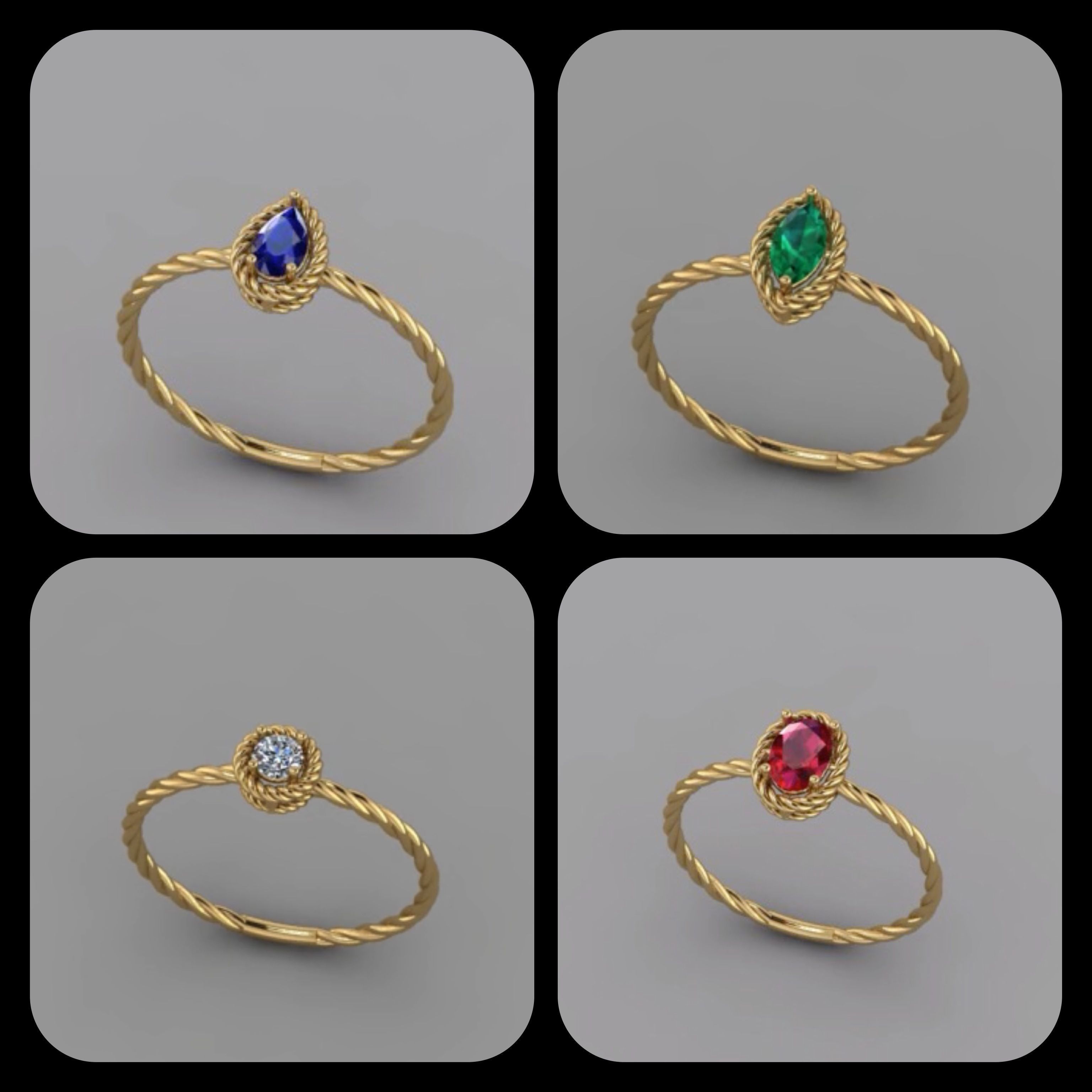 anneau de lumière la conception l'anneau le diamant ruby saphir l'émeraude bijoux les anneaux 3D print model - Mito3D
