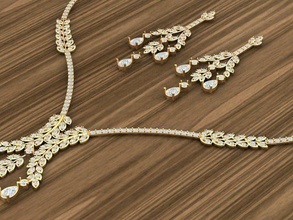 light weight gold necklace set silver pendant ring stones diamond jewelry jewellery jewel medallion hair beautiful lady woman gadget casting necklaces 3d print model - Mito3D