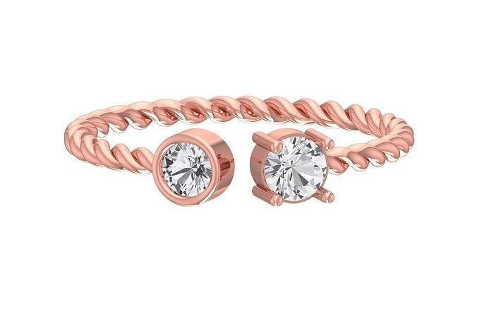 luce peso calcolo contorto gruppo musicale squillare gioielleria platino Fidanzamento solitario nuziale anello stampabile prezioso anelli diamante oro nozze moda donne 3D print model - Mito3D