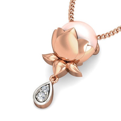 light wt lotus diamond charms pendant 3dm stl render printable gem silver necklace wedding ultra jewel jewellery gold jewelry pendants pearl flower 3d print model - Mito3D