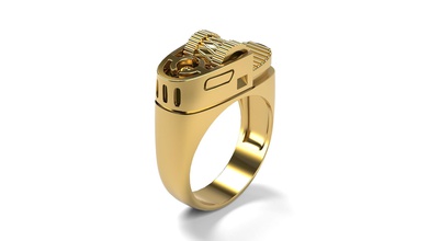 lighter men ring jewelry gold metallic signet silver technology fashion rings 3d print model - Mito3D